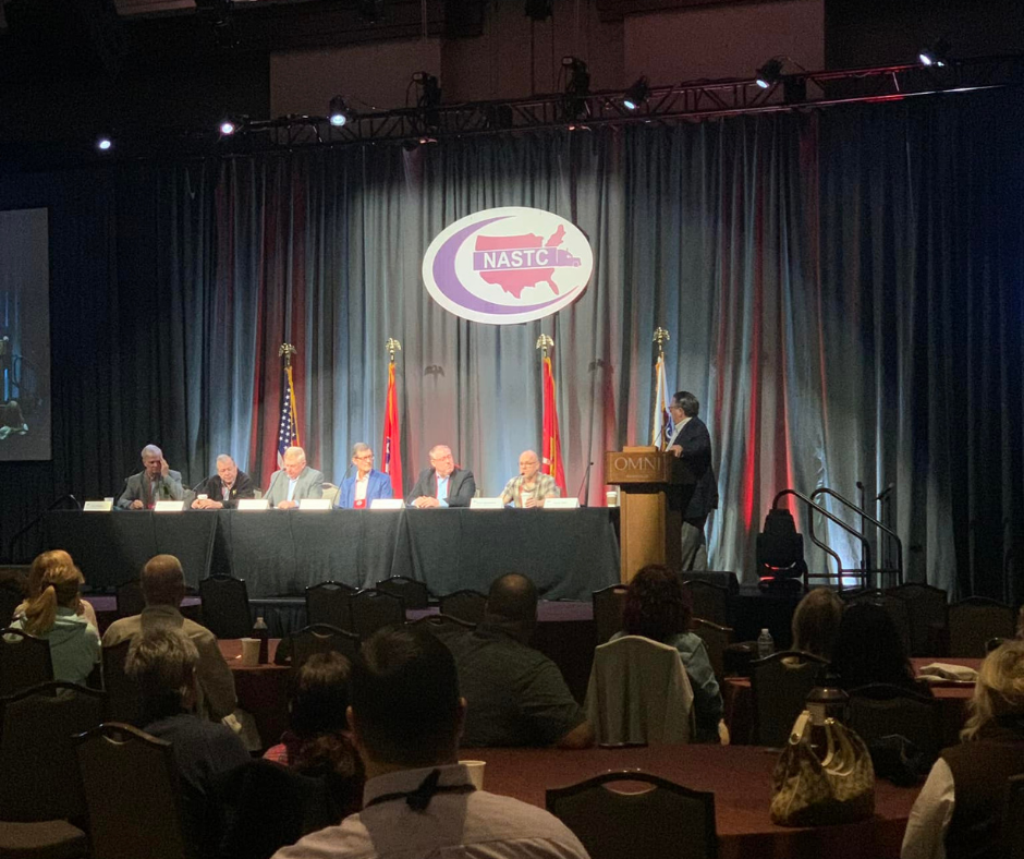 Panel discussion at a conference event.